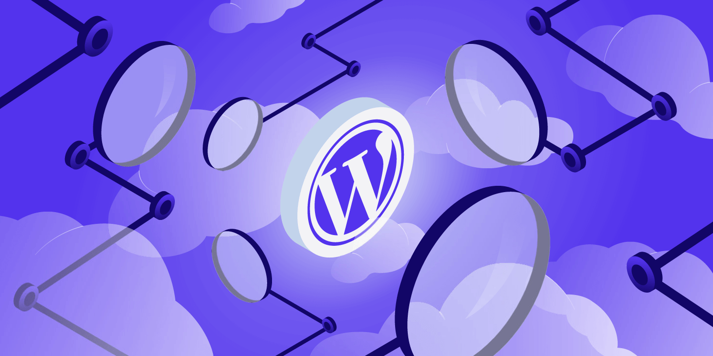 WordPress emblem on a lilac background