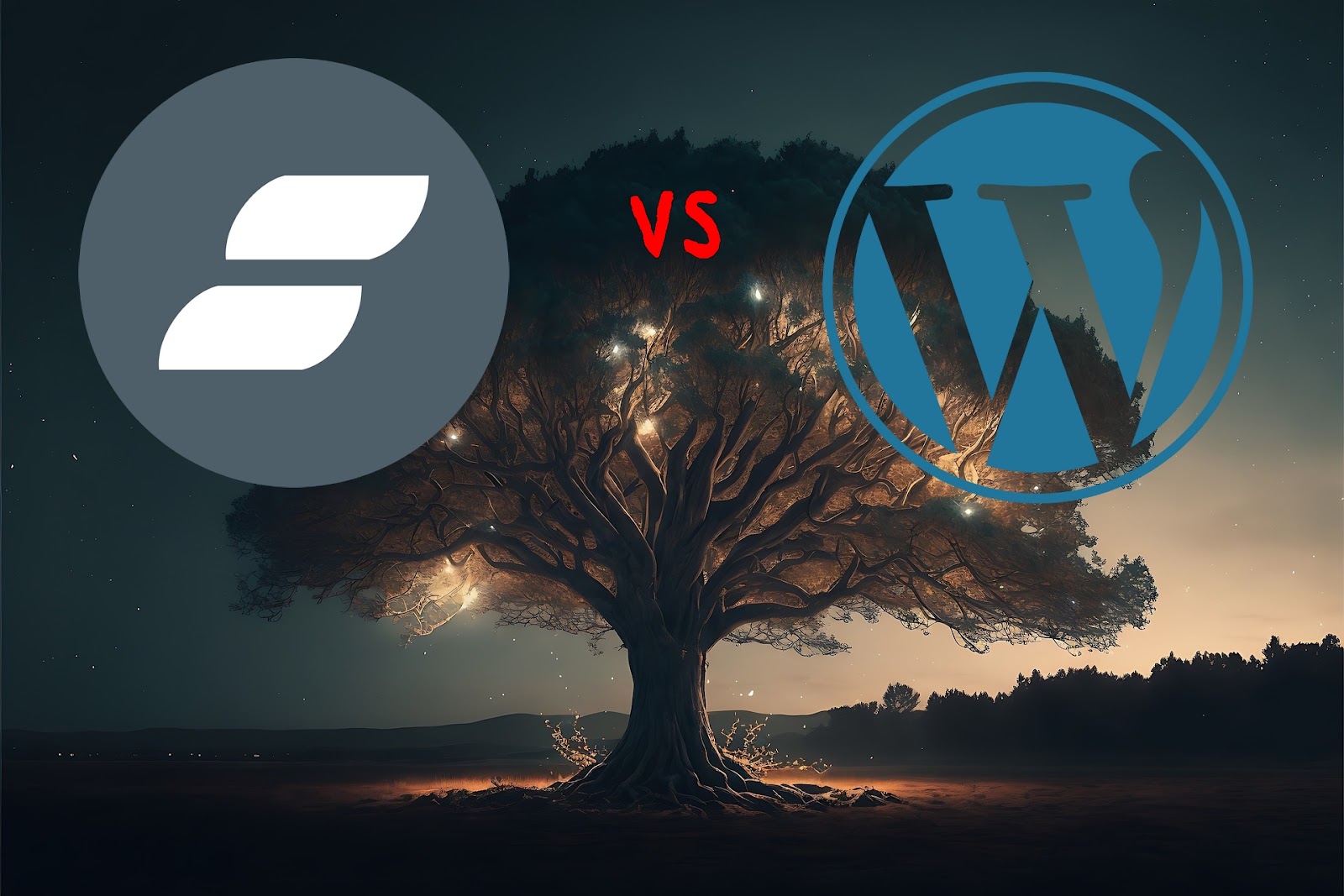 a WordPress logo and ShowIt logo with a beautiful AI-generated tree in the background