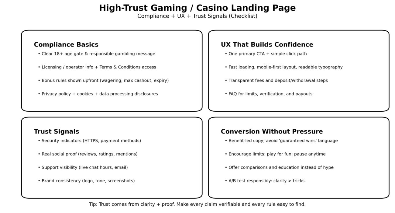 How to Build a High-Trust “Gaming / Casino” Landing Page (Compliance + UX + Trust Signals)